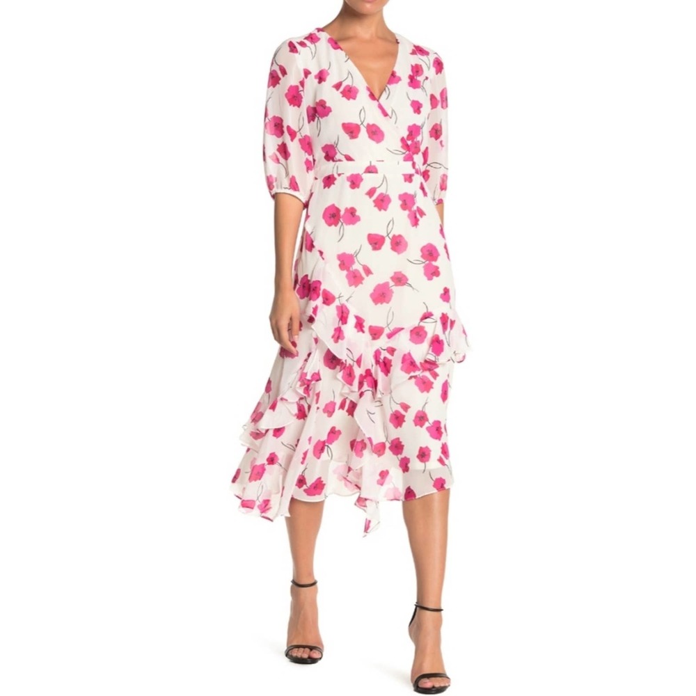 Gabby Skye Floral Ruffled Chiffon Midi Dress 6